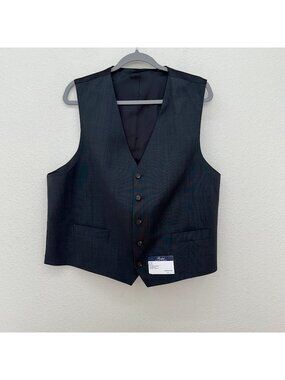 Ralph Ralph Lauren 100% Wool Suit Vest Formal Button Front Mens Size 46 Long NEW